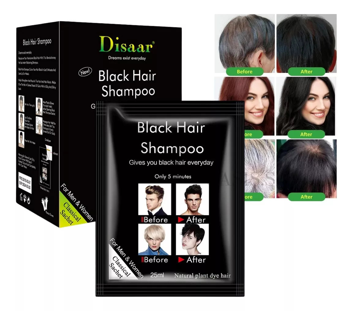 Shampoo Cubre Canas Black Hair Sachet Caja 10 Unidades