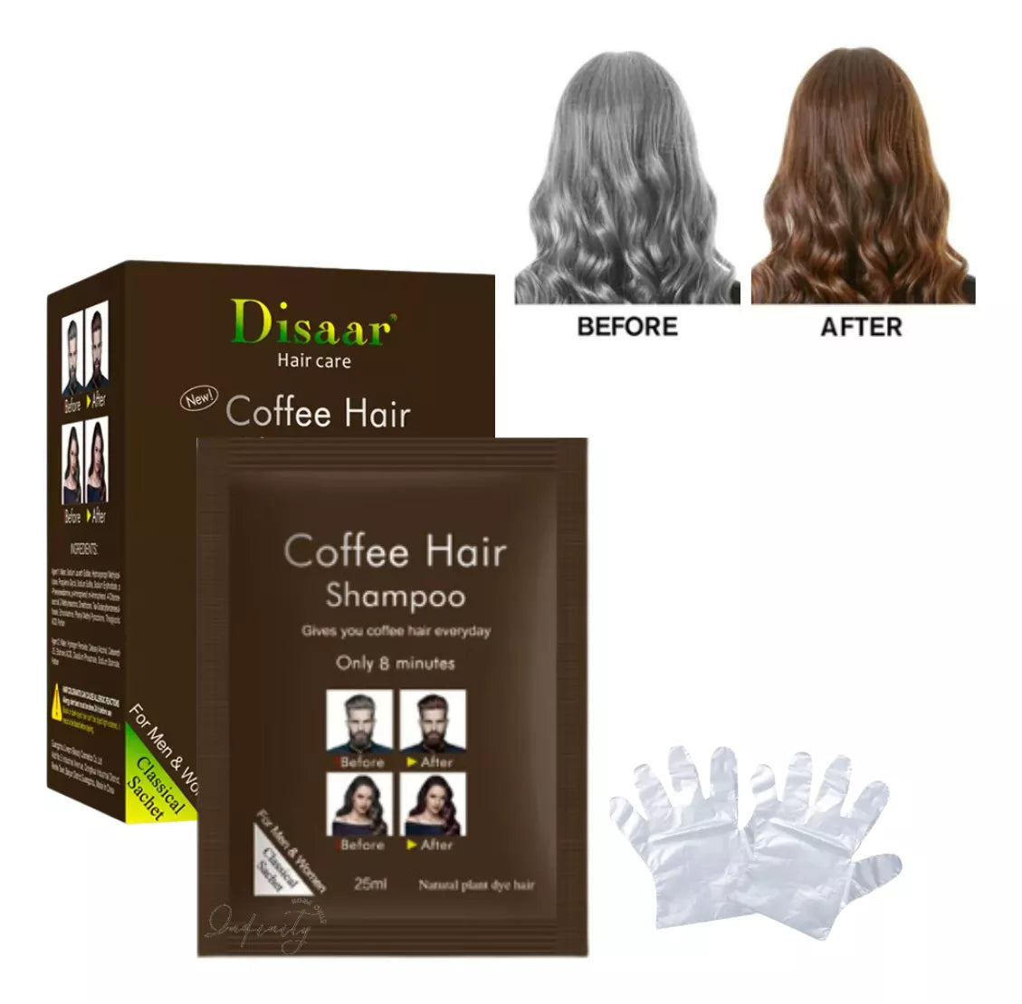 Shampoo Cubre Canas Black Hair Sachet Caja 10 Unidades