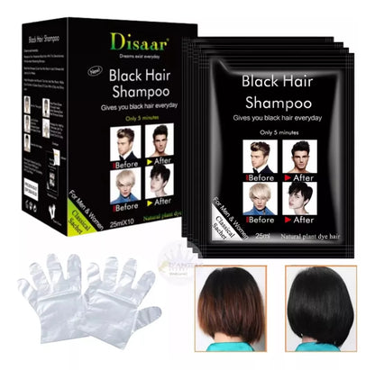 Shampoo Cubre Canas Black Hair Sachet Caja 10 Unidades